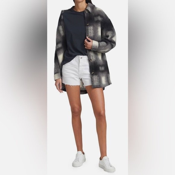 NWT AG-ED Hailey Cutoff White Boyfriend Denim Stretch Shorts Size 32 - Picture 1 of 15